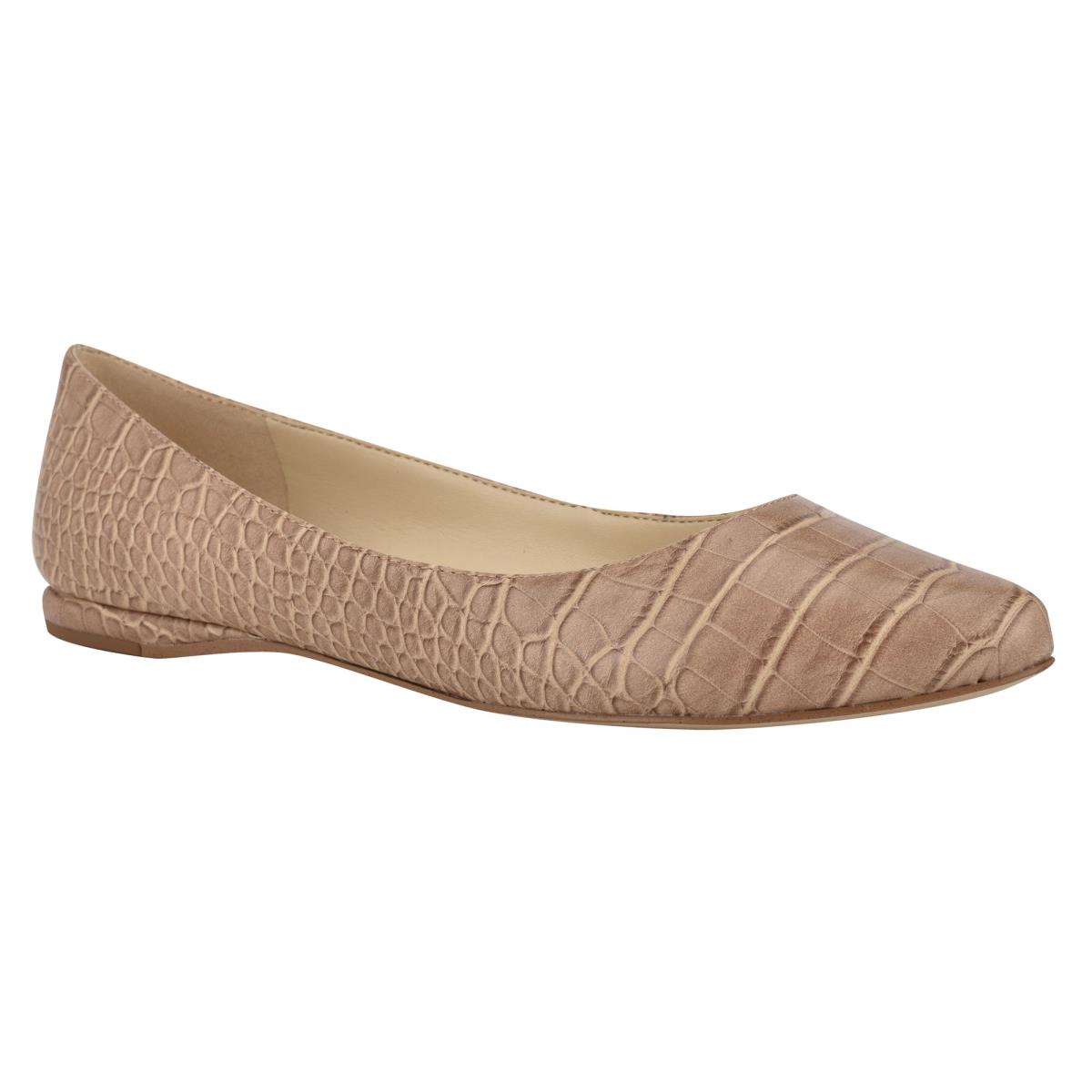 Apricot / Snake Women's Nine West Speakup Almond Toe Ballet Flats | CPBR63904