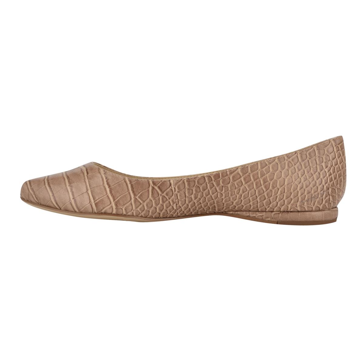 Apricot / Snake Women's Nine West Speakup Almond Toe Ballet Flats | CPBR63904