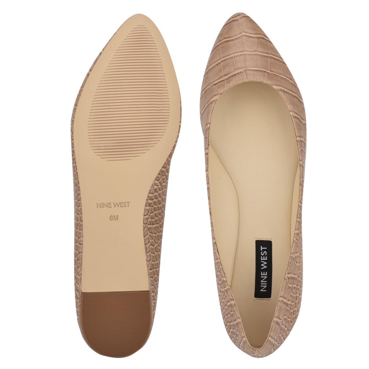 Apricot / Snake Women's Nine West Speakup Almond Toe Ballet Flats | CPBR63904