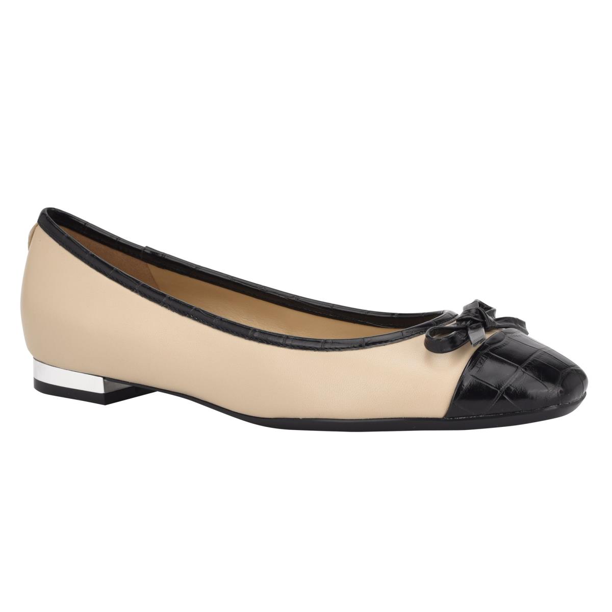 Beige / Black Women's Nine West Olly 9x9 Ballet Flats | FDMS82497