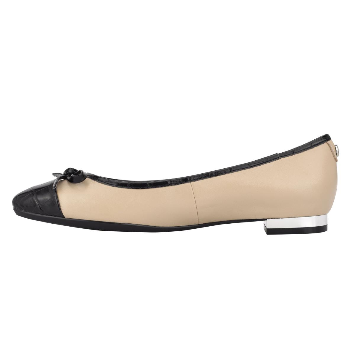 Beige / Black Women's Nine West Olly 9x9 Ballet Flats | FDMS82497