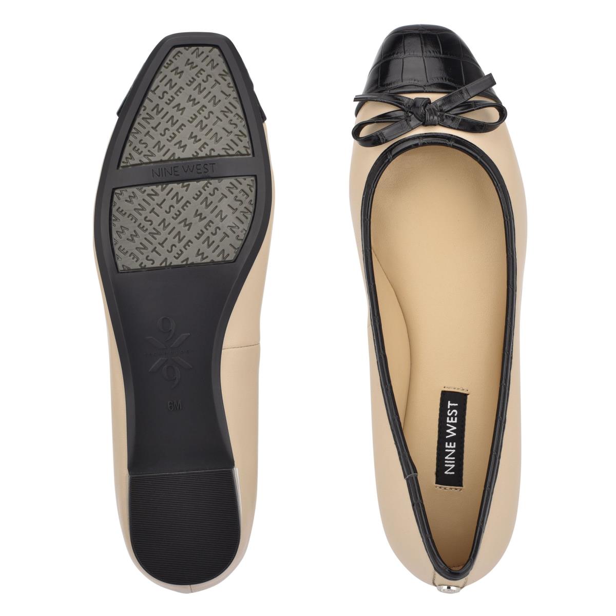 Beige / Black Women's Nine West Olly 9x9 Ballet Flats | FDMS82497