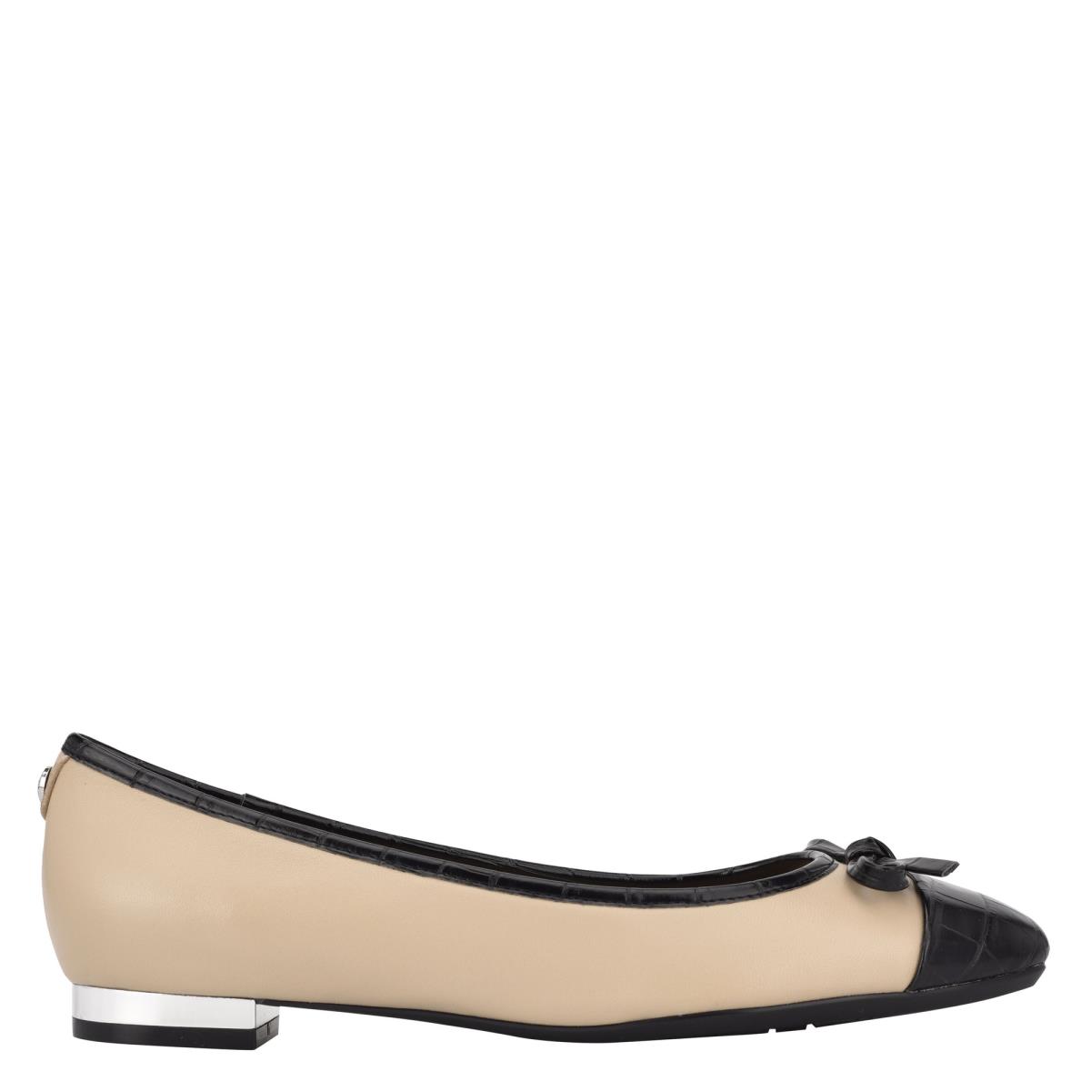 Beige / Black Women\'s Nine West Olly 9x9 Ballet Flats | FDMS82497