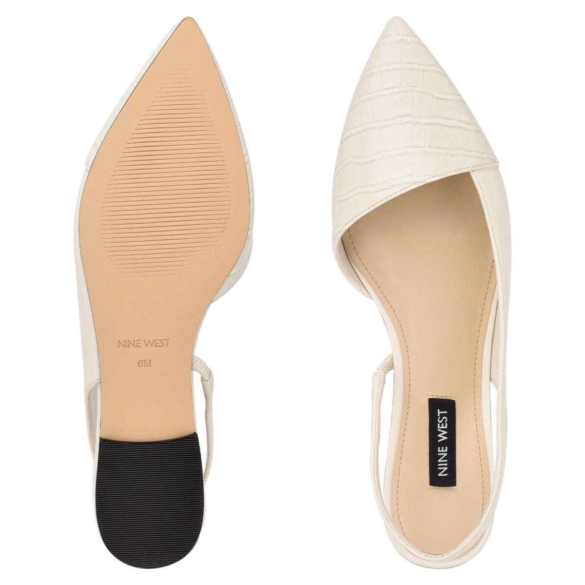 Beige / Cream Women's Nine West Beads Slingback Pointy Toe Flats | MXGI68297