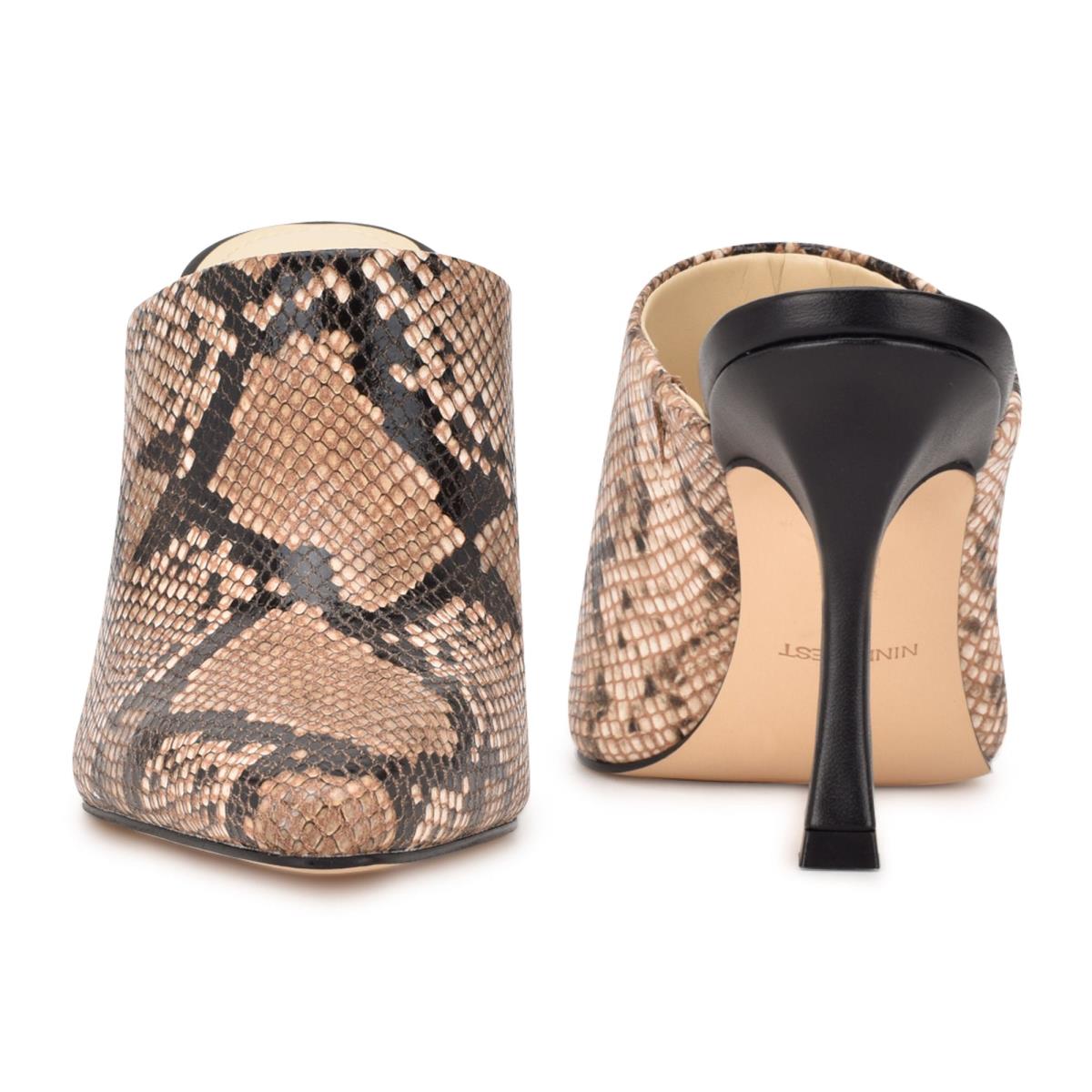 Beige / Snake Women's Nine West Ciao Heel Mules | VHIY07263