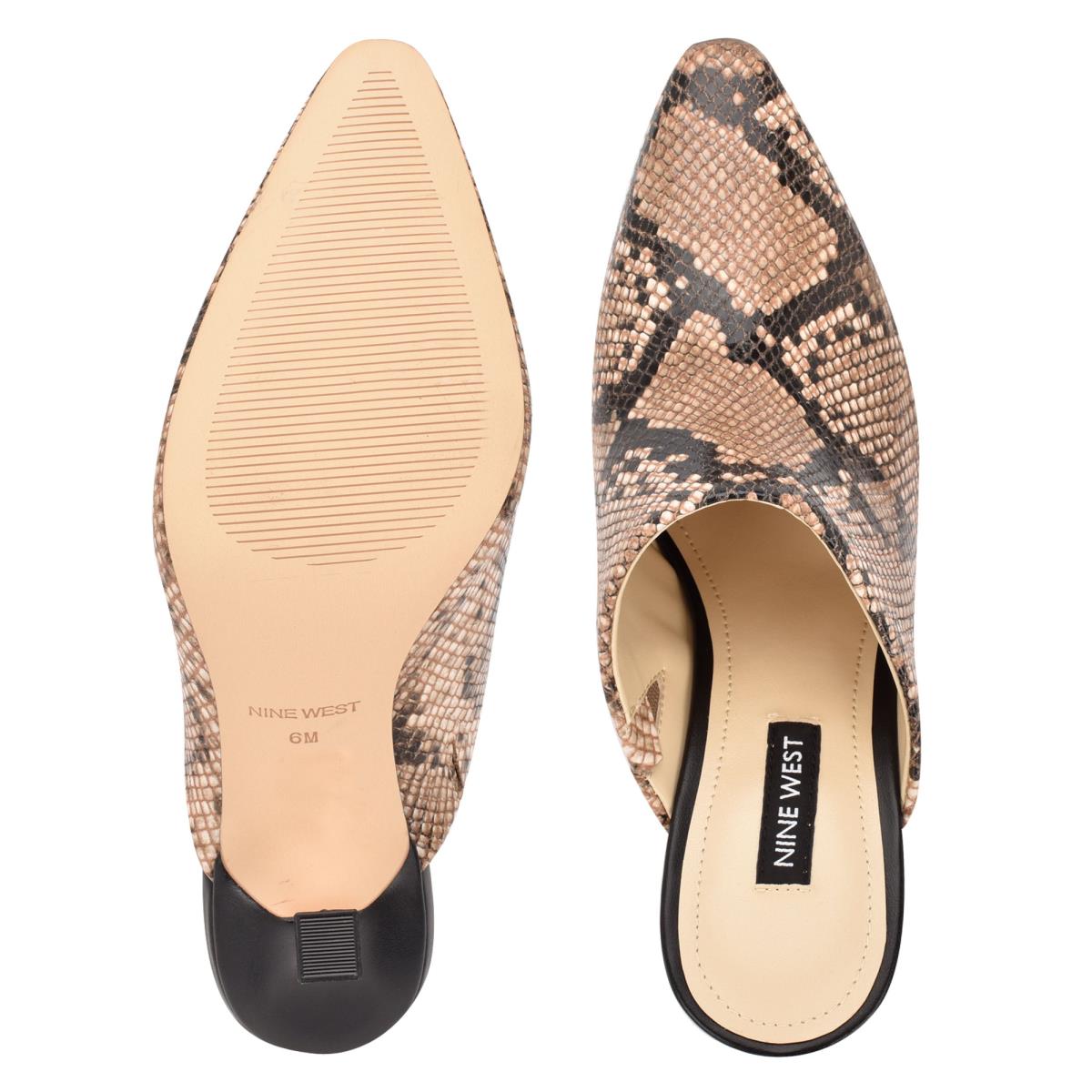 Beige / Snake Women's Nine West Ciao Heel Mules | VHIY07263