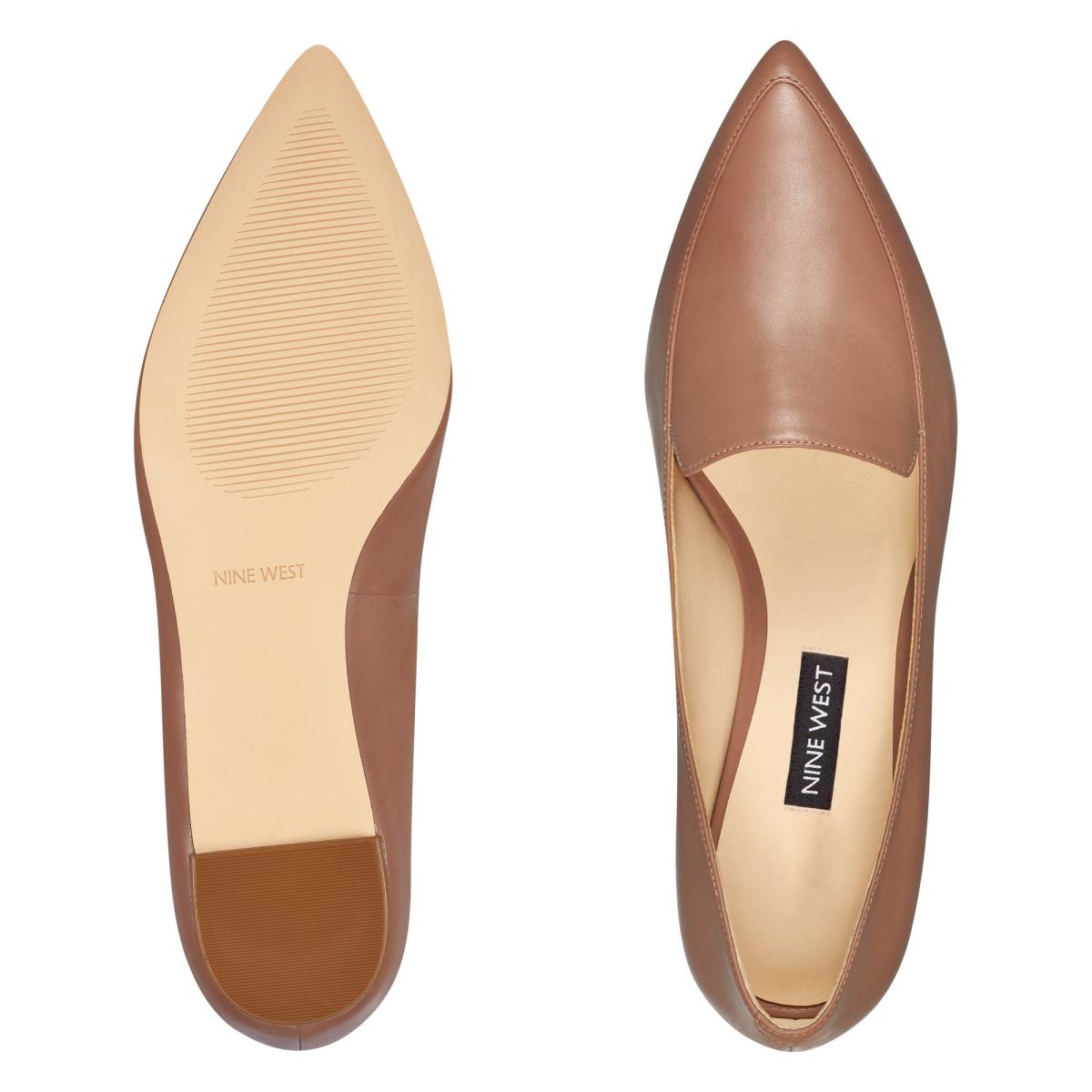 Beige Women's Nine West Abay Smoking Flats | GRKP82641