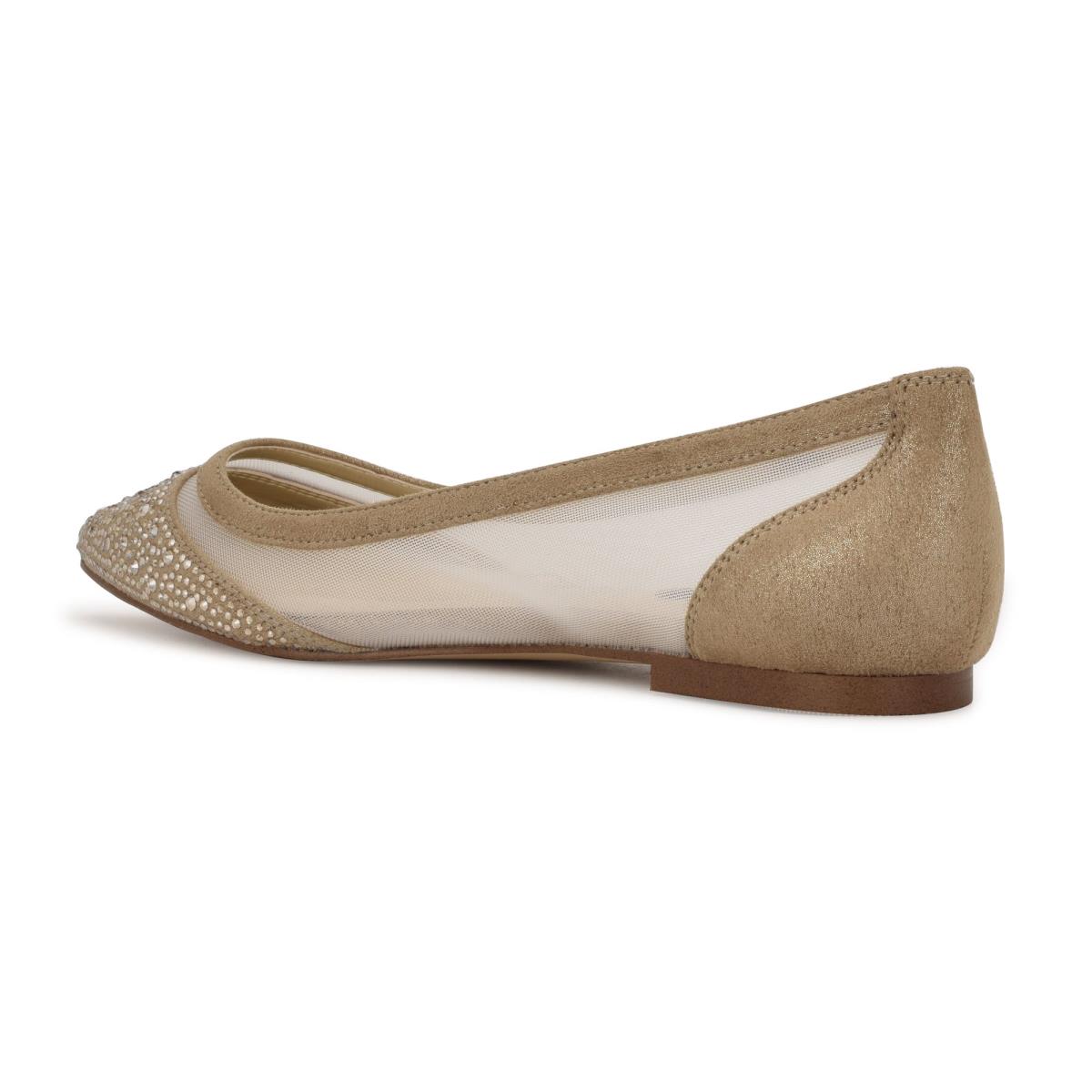 Beige Women's Nine West Bogus Pointy Toe Ballet Flats | KMEU69473