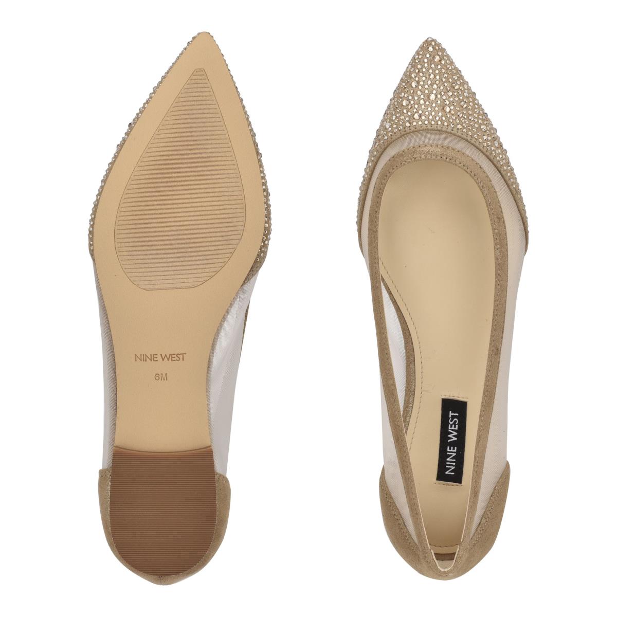 Beige Women's Nine West Bogus Pointy Toe Ballet Flats | KMEU69473