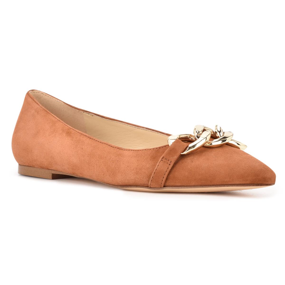 Beige Women's Nine West Brinks Pointy Toe Ballet Flats | FDOJ29071