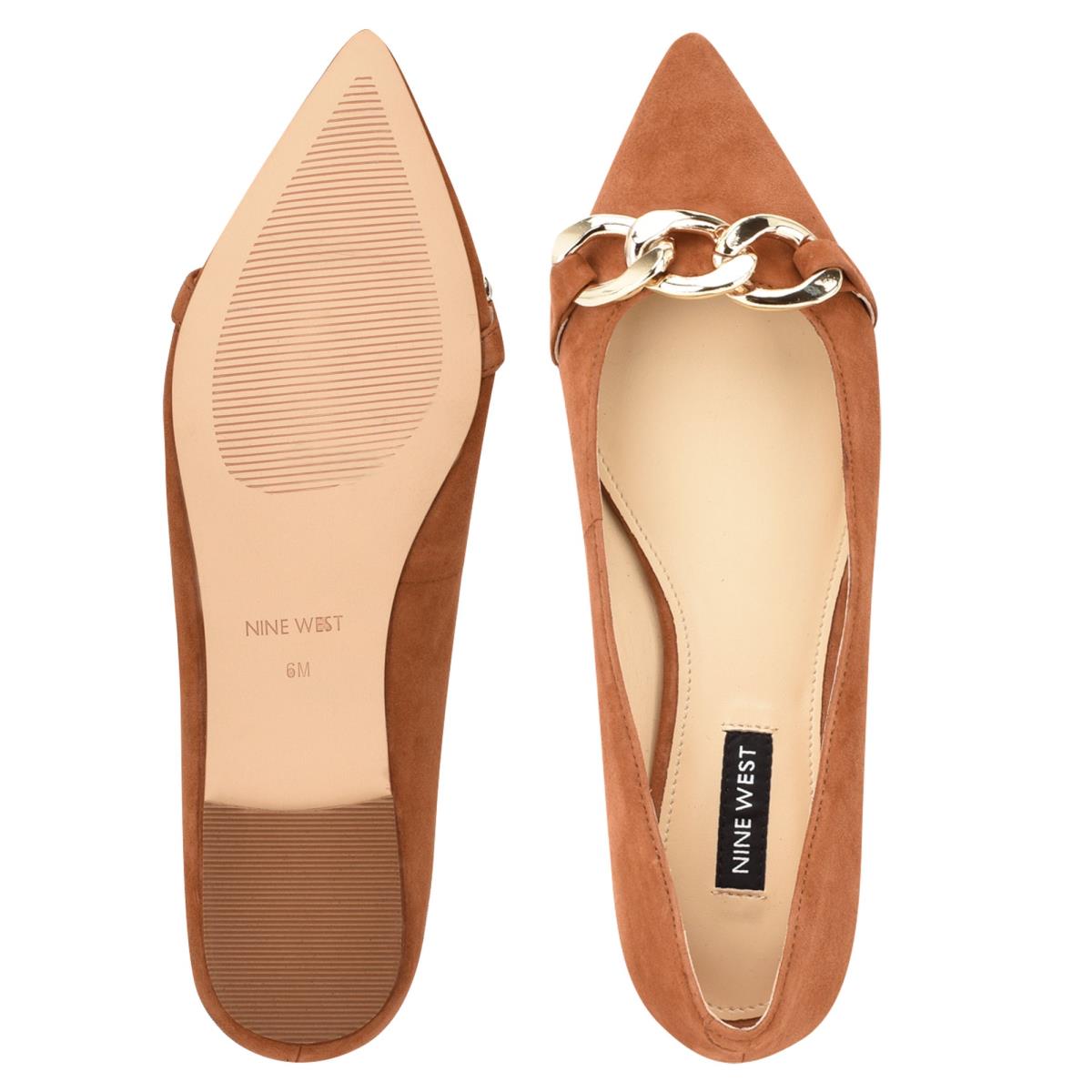 Beige Women's Nine West Brinks Pointy Toe Ballet Flats | FDOJ29071