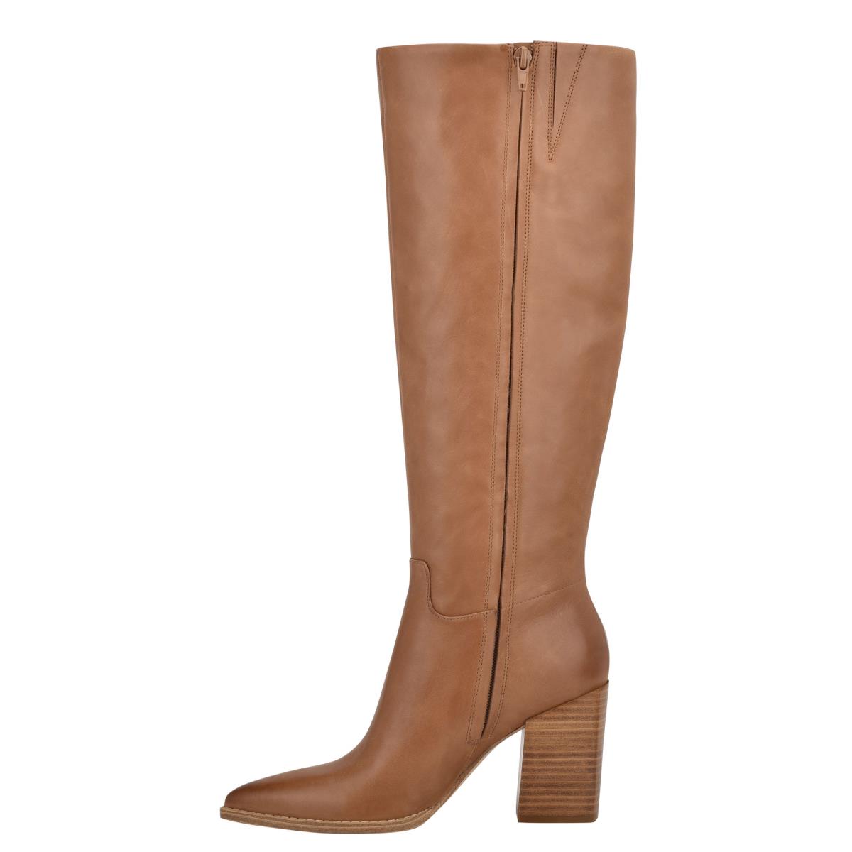 Beige Women's Nine West Brixe Heeled Boots | CUDA76059