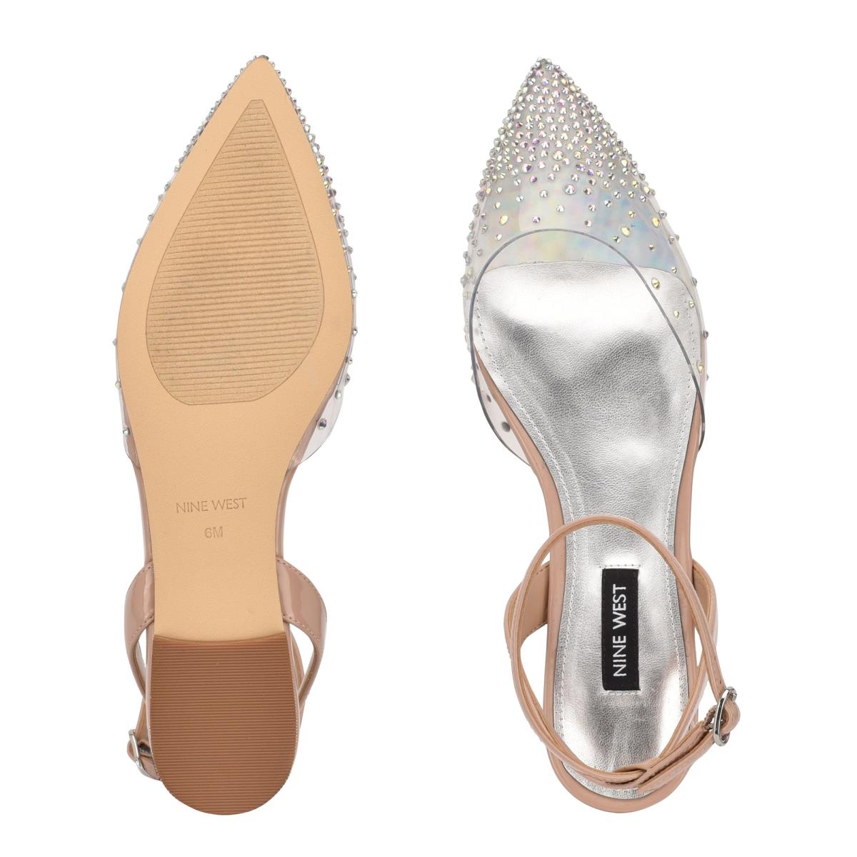 Beige Women's Nine West Briya Pointy Toe Ballet Flats | YSOD71328