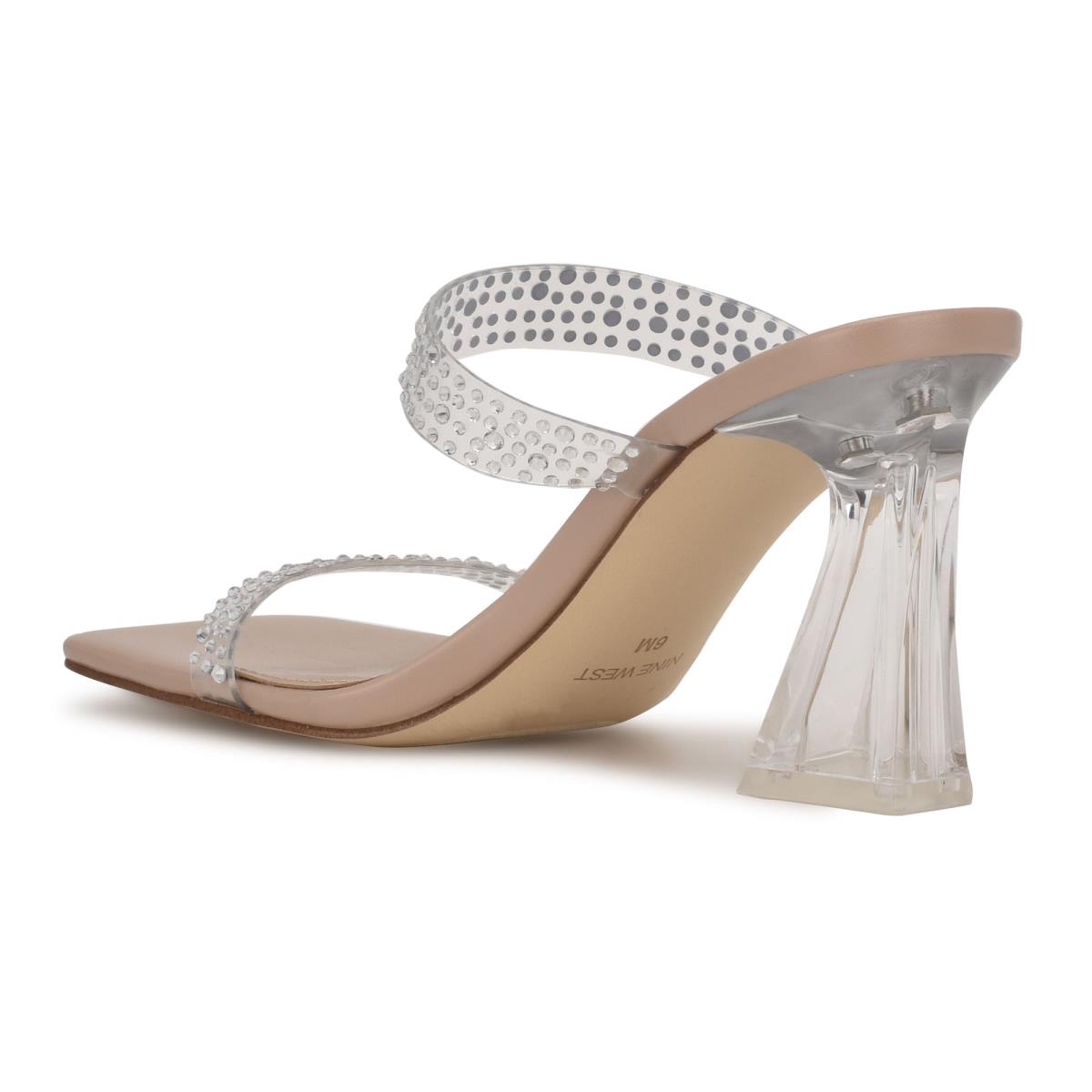 Beige Women's Nine West Darla Heeled Slide Sandals | JOXC38075