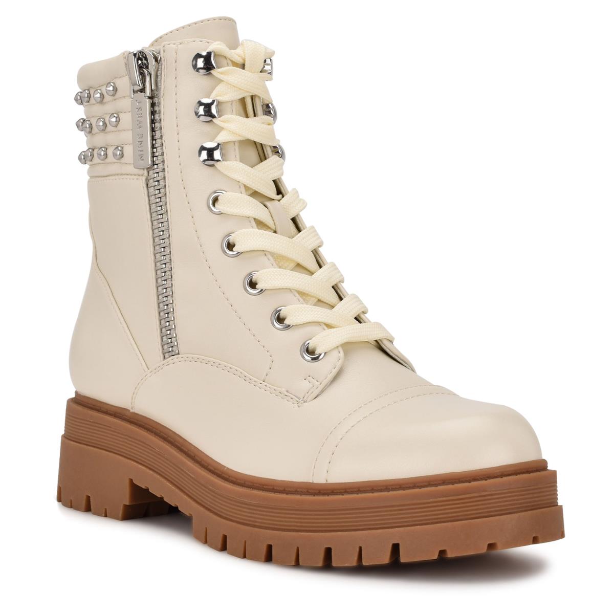 Beige Women's Nine West Pimmz Lug Sole Boots | ETSX08967