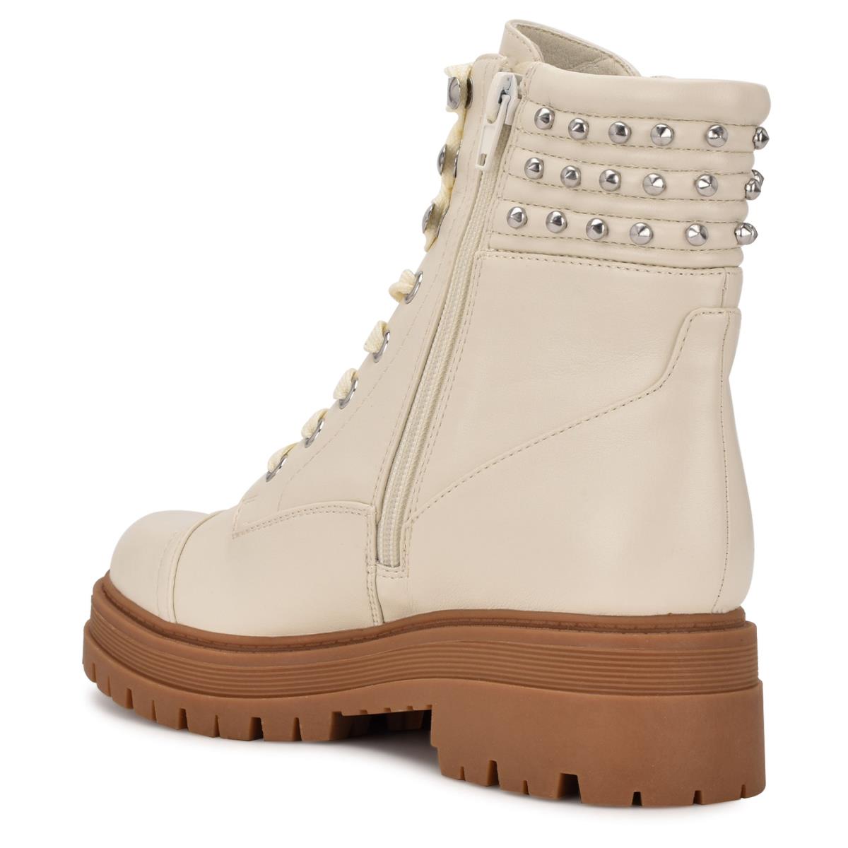 Beige Women's Nine West Pimmz Lug Sole Boots | ETSX08967