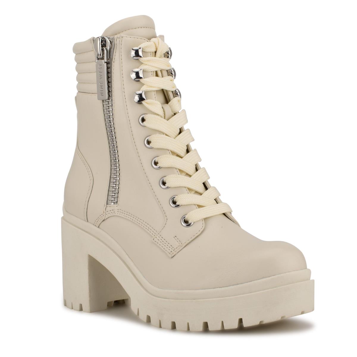 Beige Women's Nine West Quiz Heeled Booties | SPNZ42378