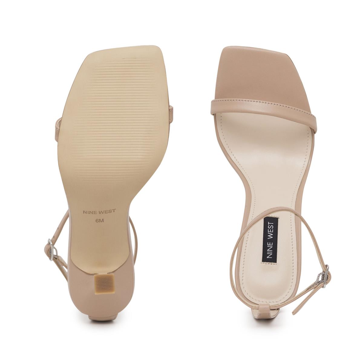 Beige Women's Nine West Yess Ankle Strap Sandals | RQGZ75602