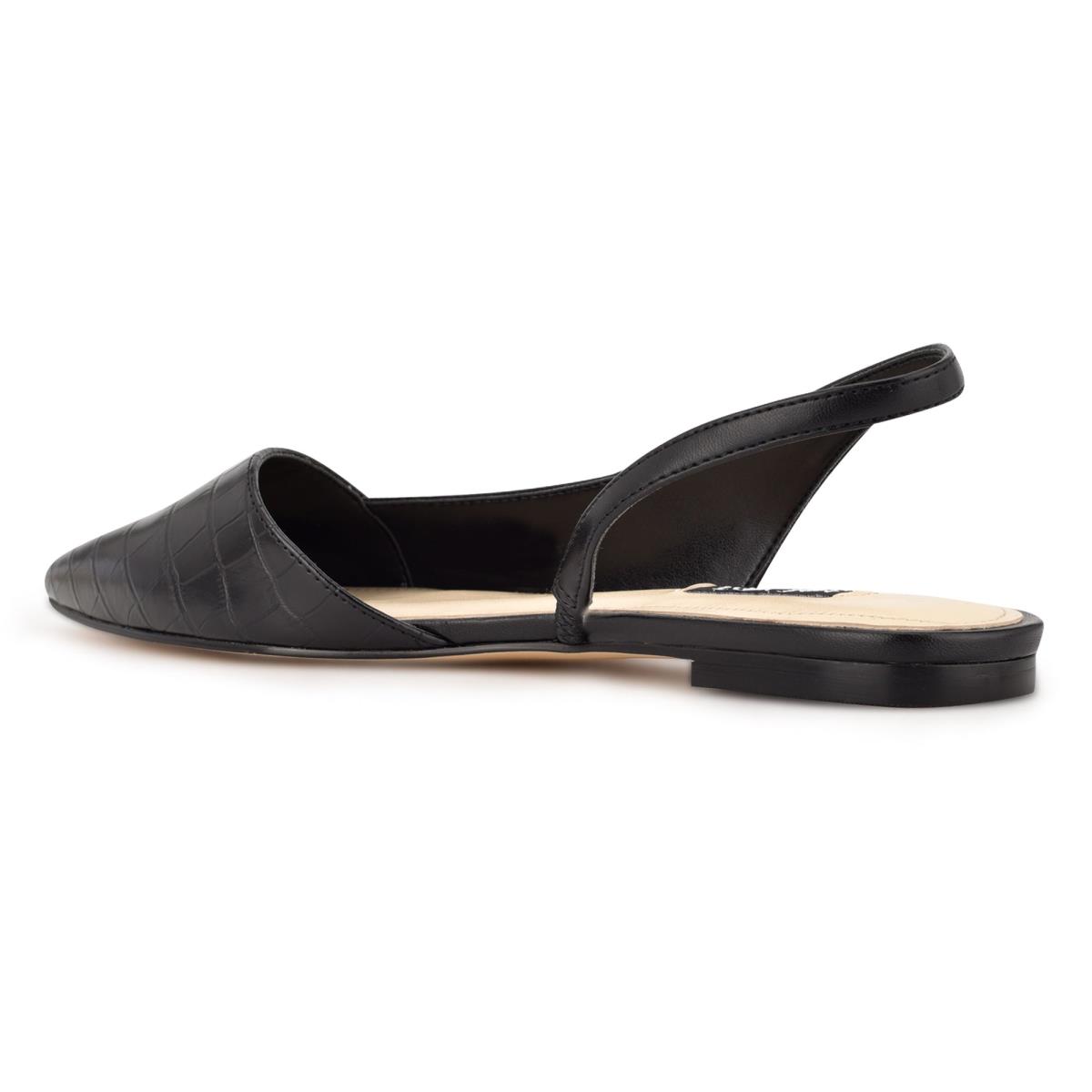 Black / Black Women's Nine West Beads Slingback Pointy Toe Flats | APIO96750