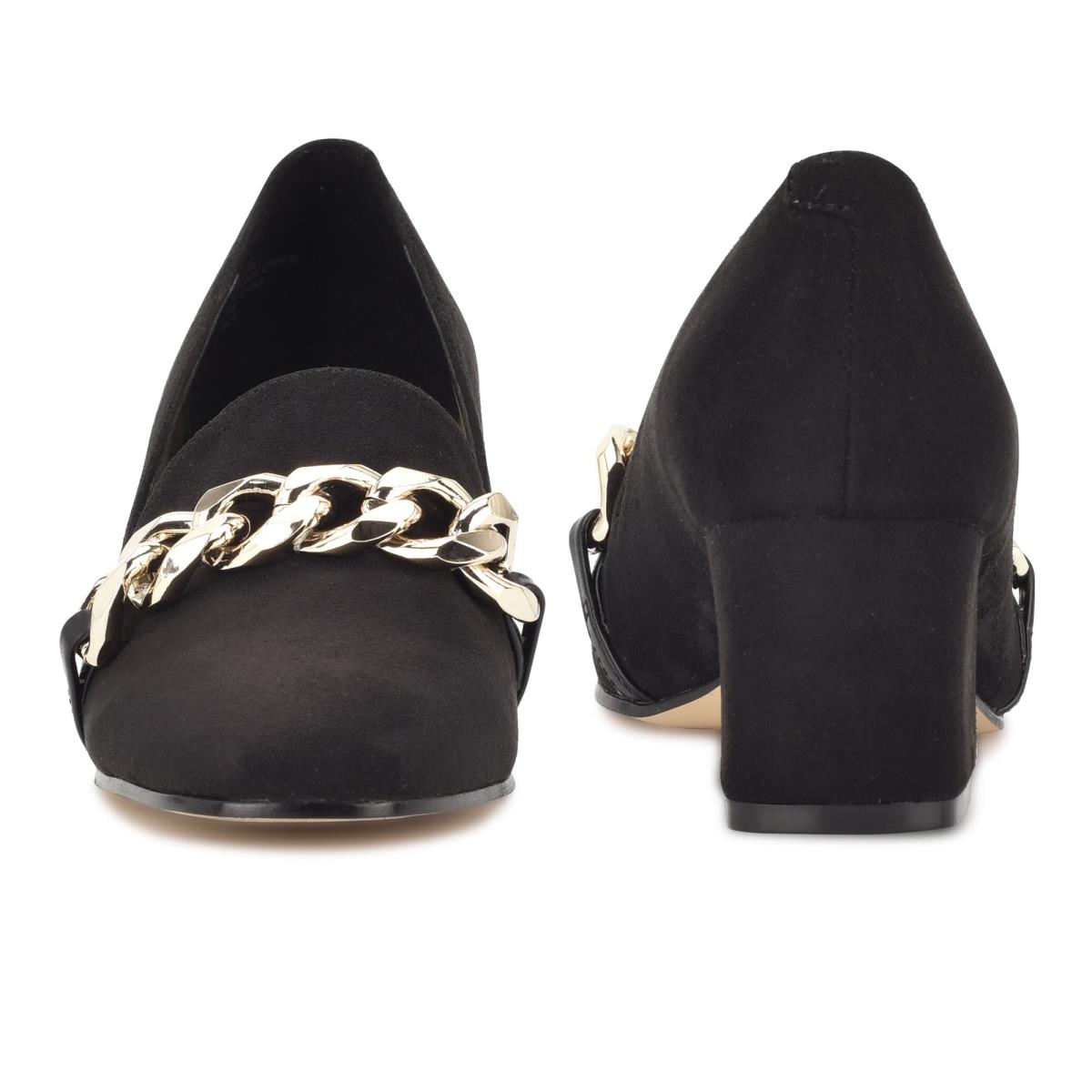 Black / Black Women's Nine West Remal Heeled Loafers | FDOJ89703