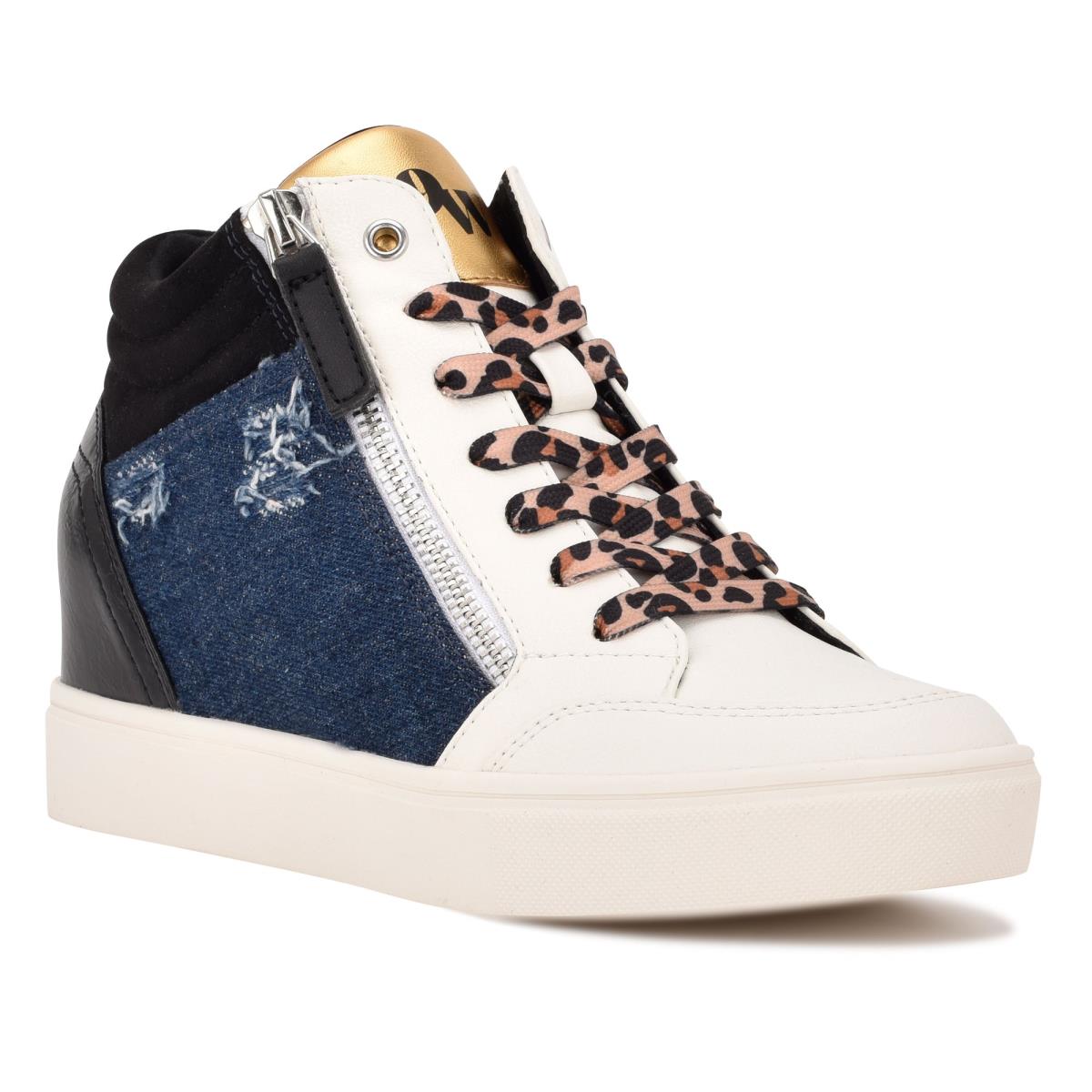 Black / Blue Women's Nine West Tons High Top Hidden Wedge Sneakers Sneakers | HNLM72104