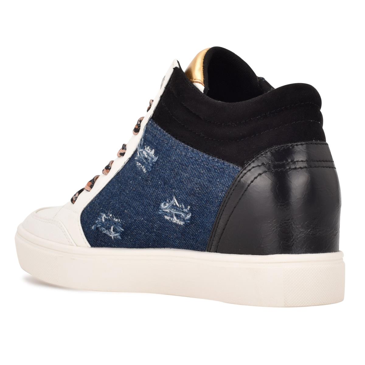 Black / Blue Women's Nine West Tons High Top Hidden Wedge Sneakers Sneakers | HNLM72104