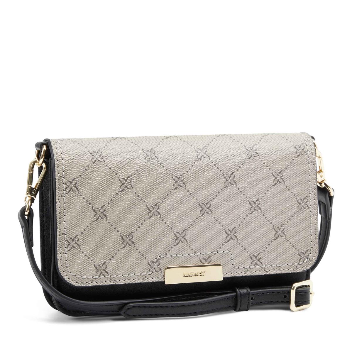 Black / White Women's Nine West Lawson Wallet On A String Crossbody Bags | JQUB59607