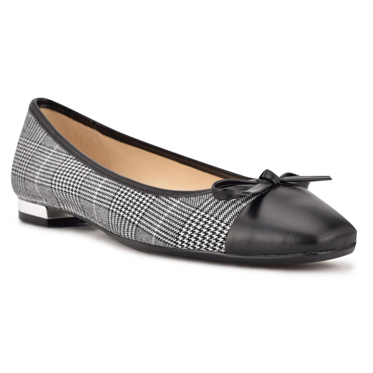 Black / White Women's Nine West Olly 9x9 Ballet Ballet Flats | OZBK04129