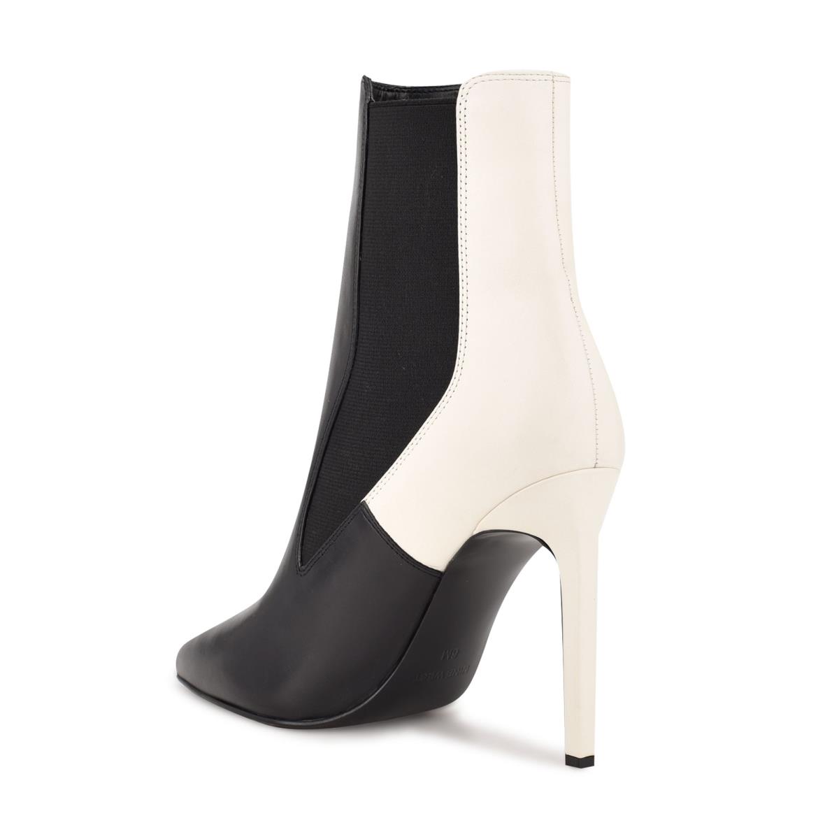 Black / White Women's Nine West Topit Dress Booties | SLYB78906