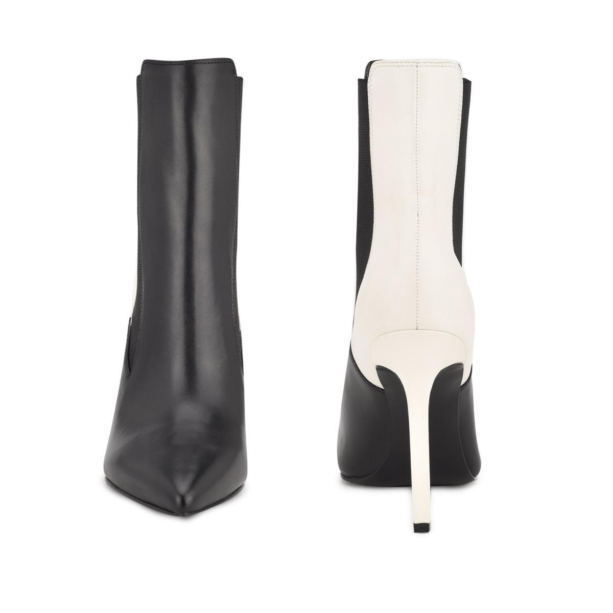 Black / White Women's Nine West Topit Dress Booties | SLYB78906