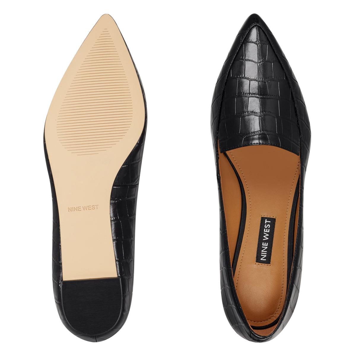 Black Women's Nine West Abay Smoking Flats | UKNV45367