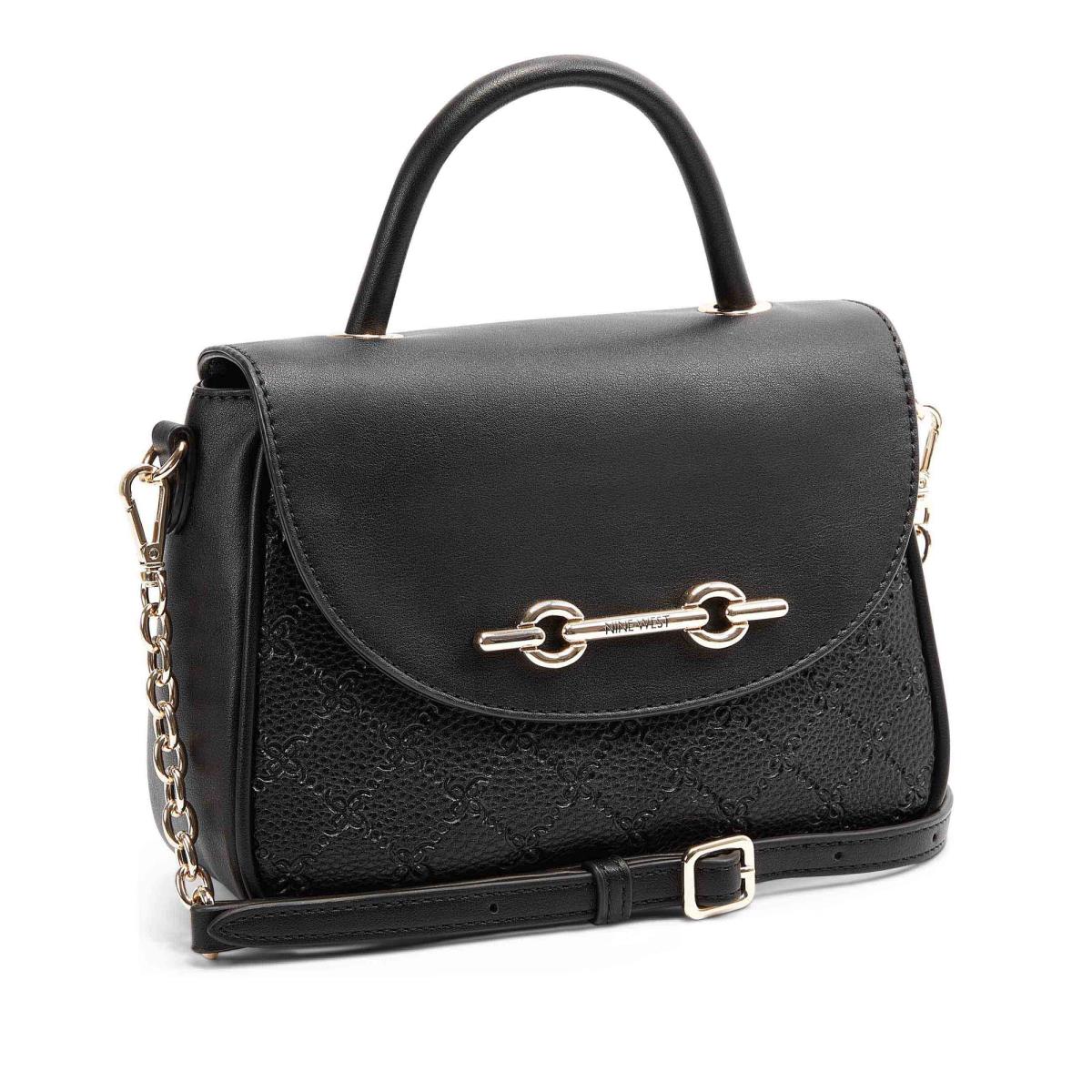 Black Women's Nine West Addy Mini Top Handle Flap Crossbody Bags | MQEK42691