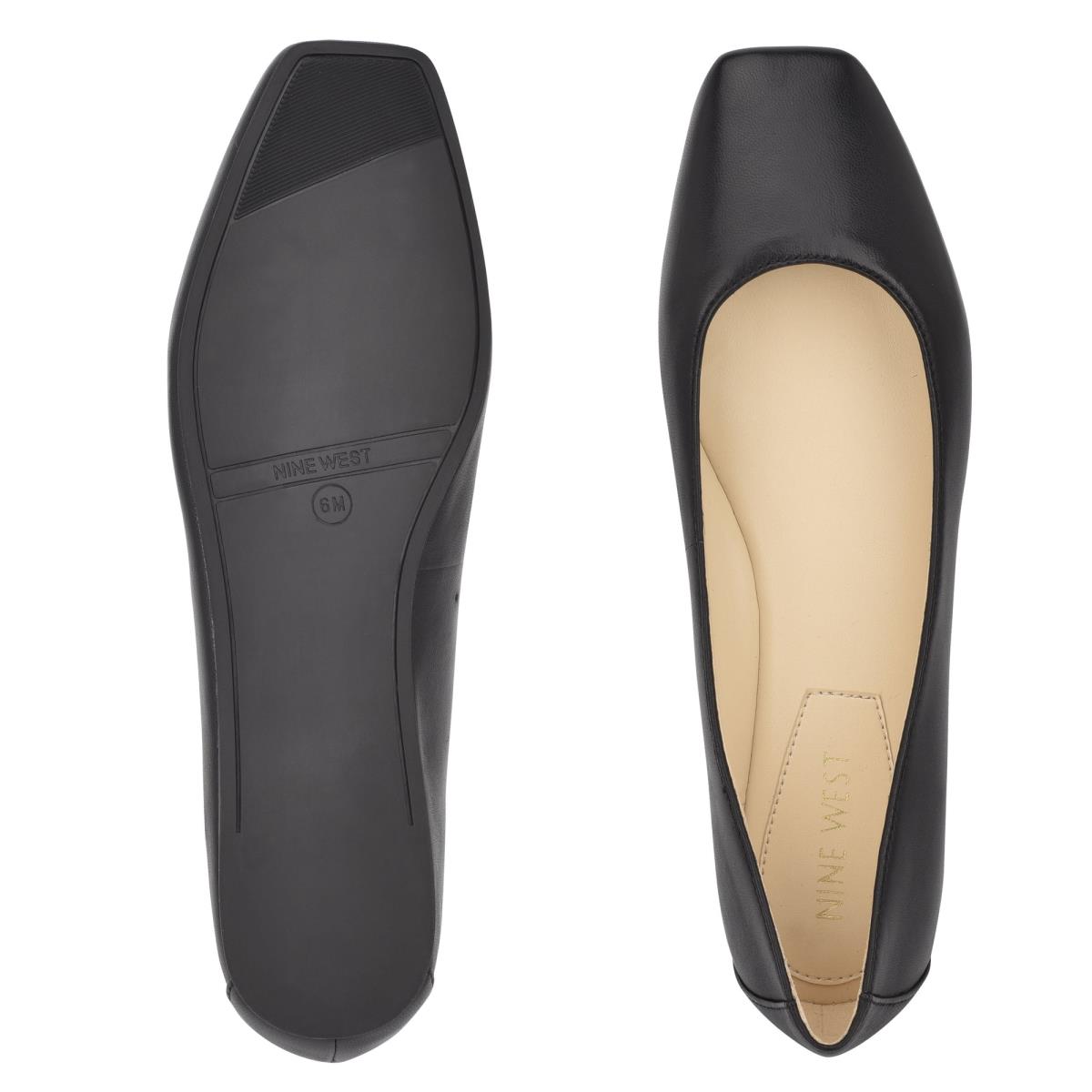 Black Women's Nine West Alena Square-Toe Flats | TEUV73025