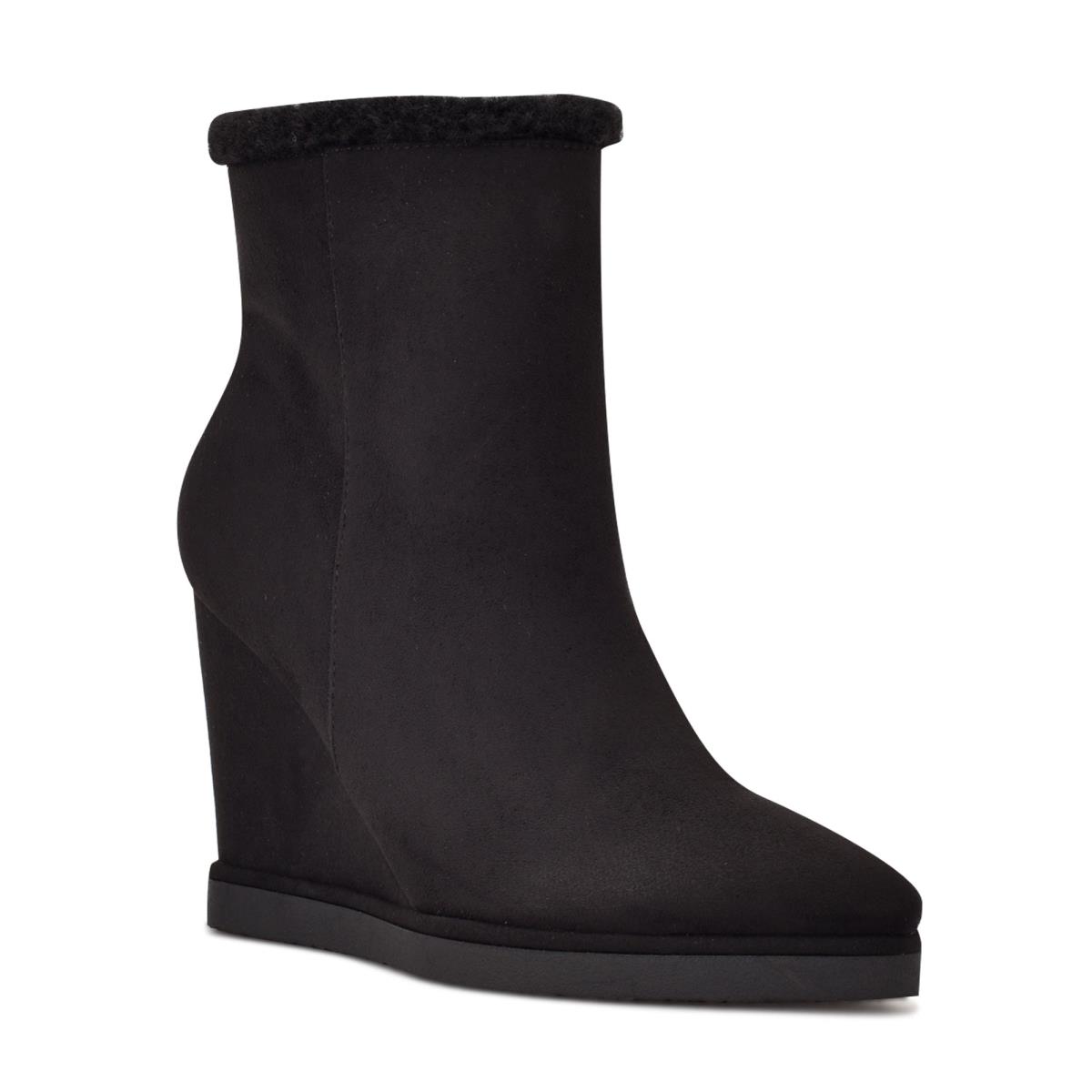 Black Women's Nine West Apres Wedge Booties | UJDA56384