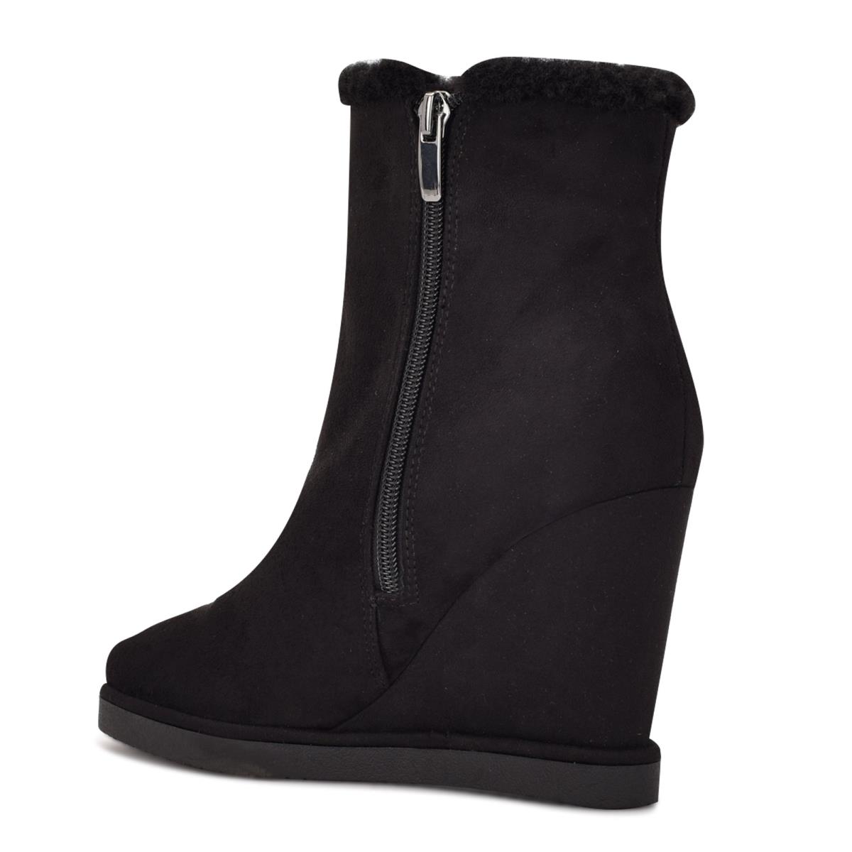 Black Women's Nine West Apres Wedge Booties | UJDA56384