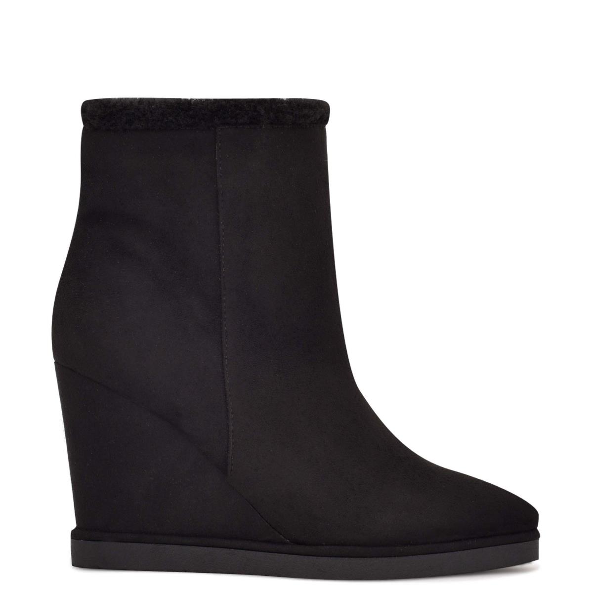 Black Women\'s Nine West Apres Wedge Booties | UJDA56384