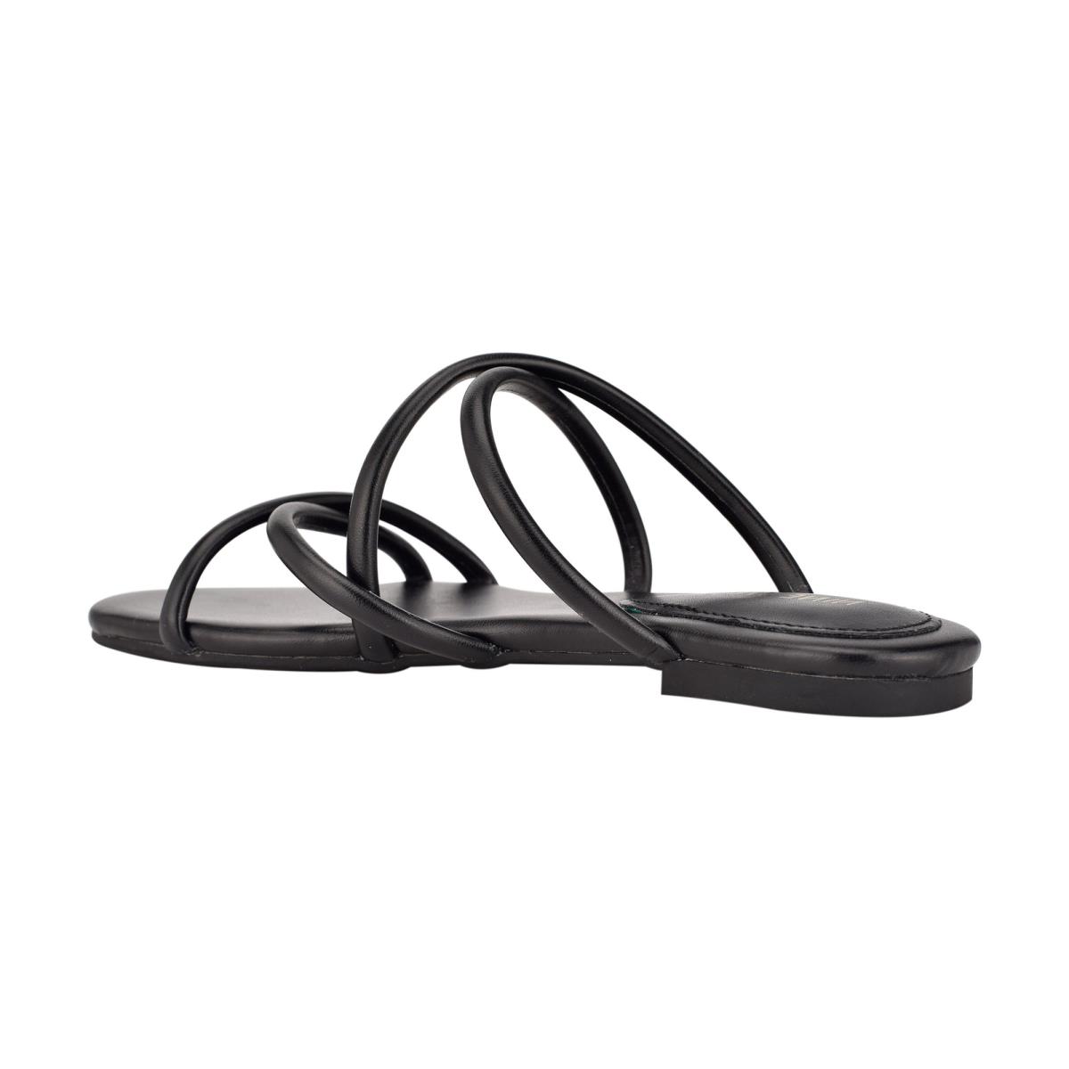 Black Women's Nine West Beva Flat Slide Sandals | UMNH07126