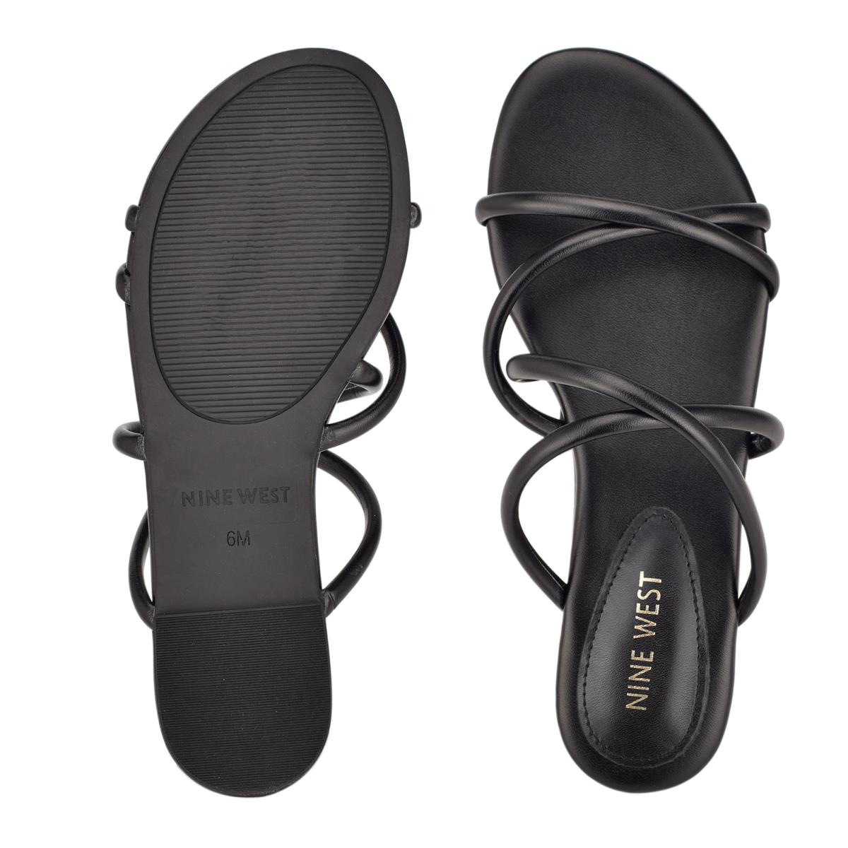 Black Women's Nine West Beva Flat Slide Sandals | UMNH07126