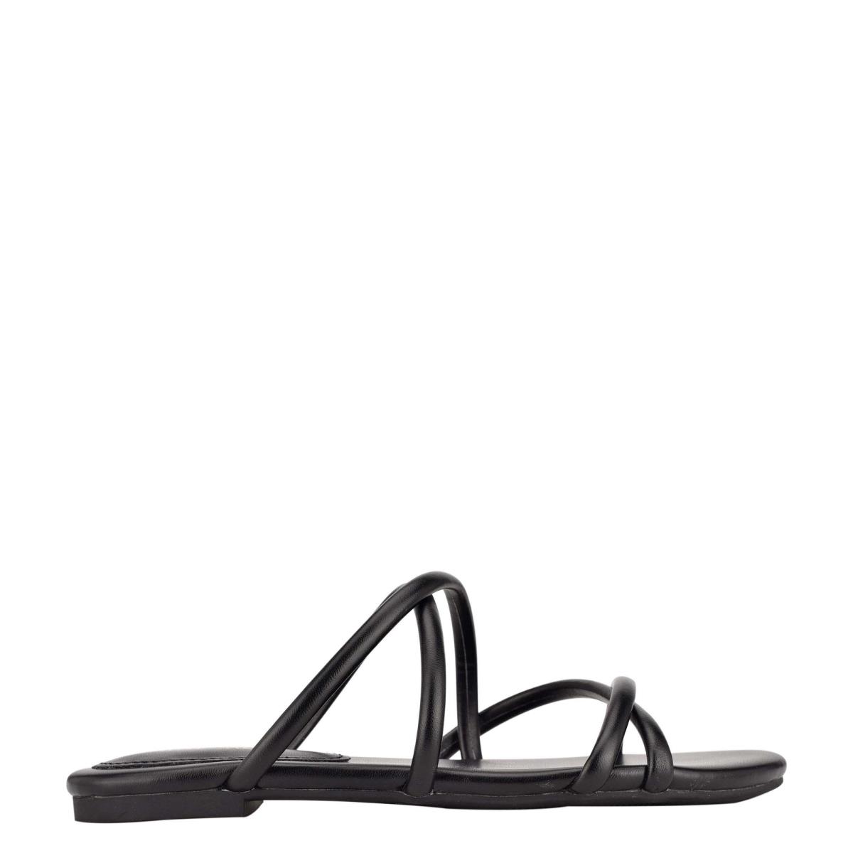 Black Women\'s Nine West Beva Flat Slide Sandals | UMNH07126