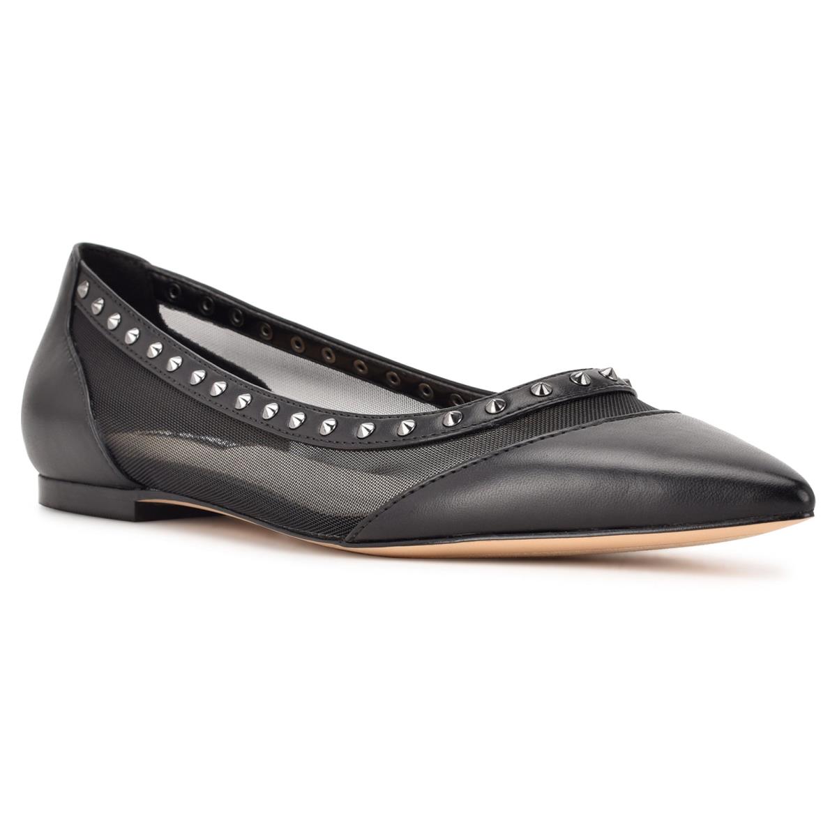 Black Women's Nine West Bizzie Pointy Toe Ballet Flats | ANFS04372