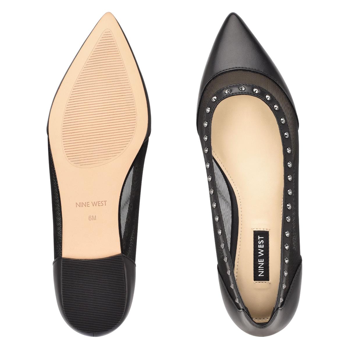 Black Women's Nine West Bizzie Pointy Toe Ballet Flats | ANFS04372