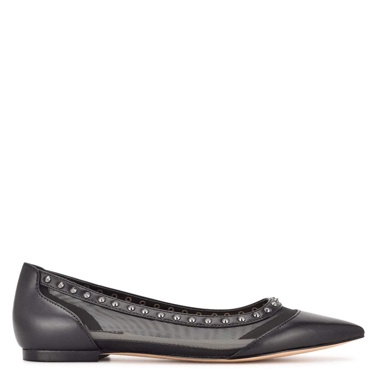 Black Women\'s Nine West Bizzie Pointy Toe Ballet Flats | ANFS04372