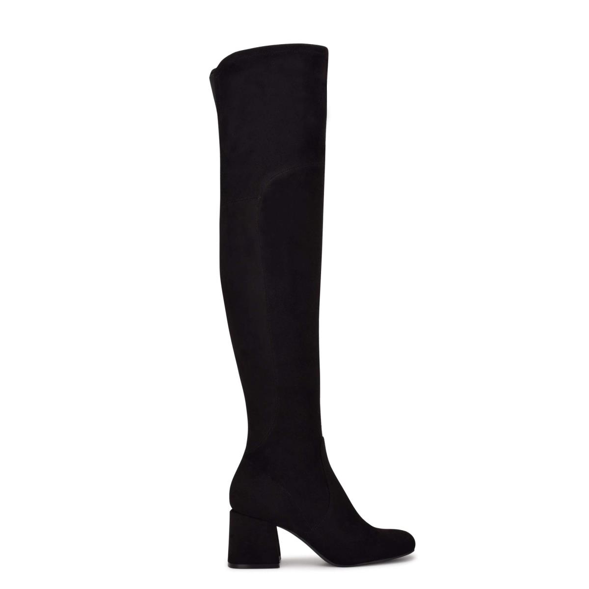 Black Women\'s Nine West Blocky Over The Knee Heeled Boots | XLIW32019