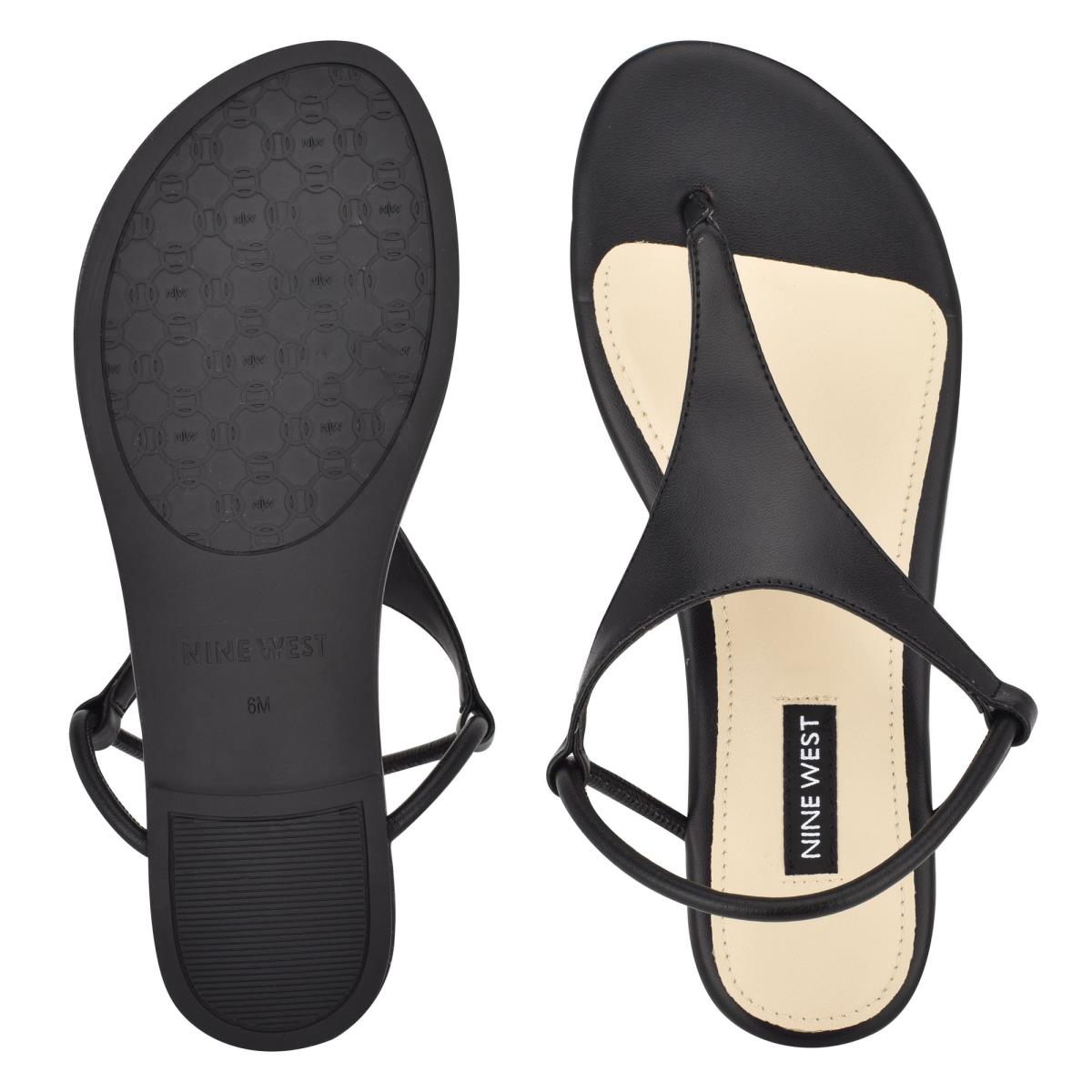 Black Women's Nine West Braydin Stretch Flat Sandals | QWDB76249