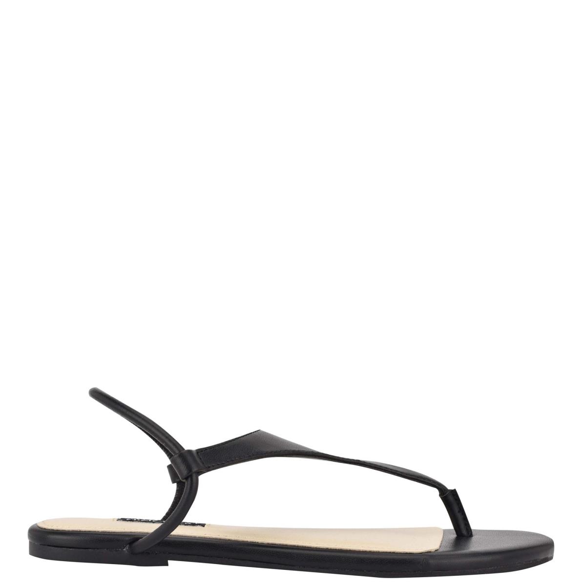 Black Women\'s Nine West Braydin Stretch Flat Sandals | QWDB76249