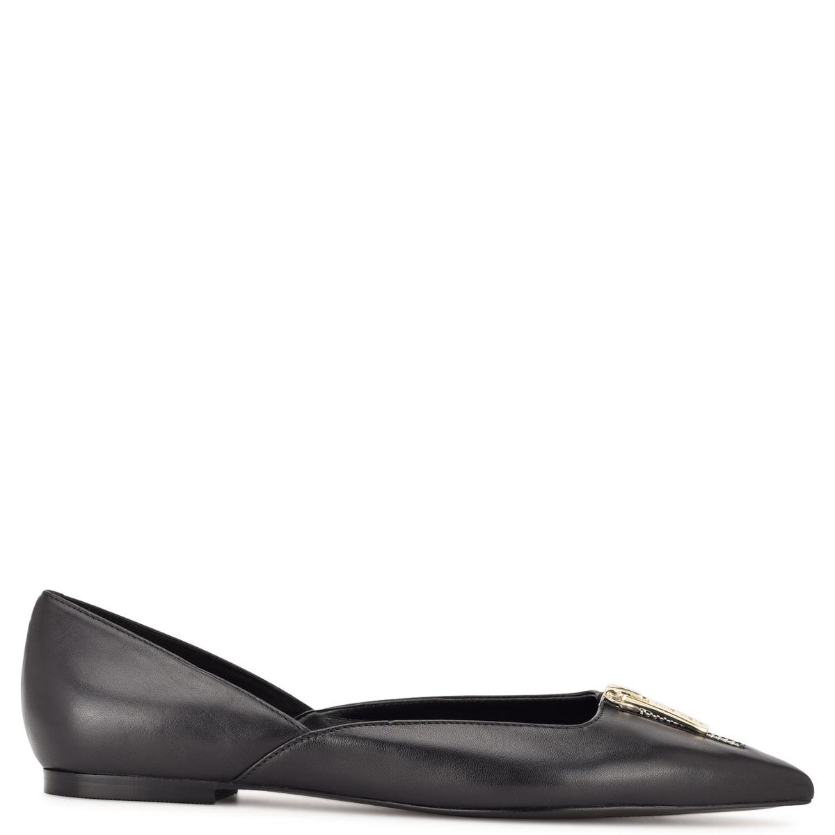 Black Women\'s Nine West Brina Pointy Toe Ballet Flats | MKDE65291