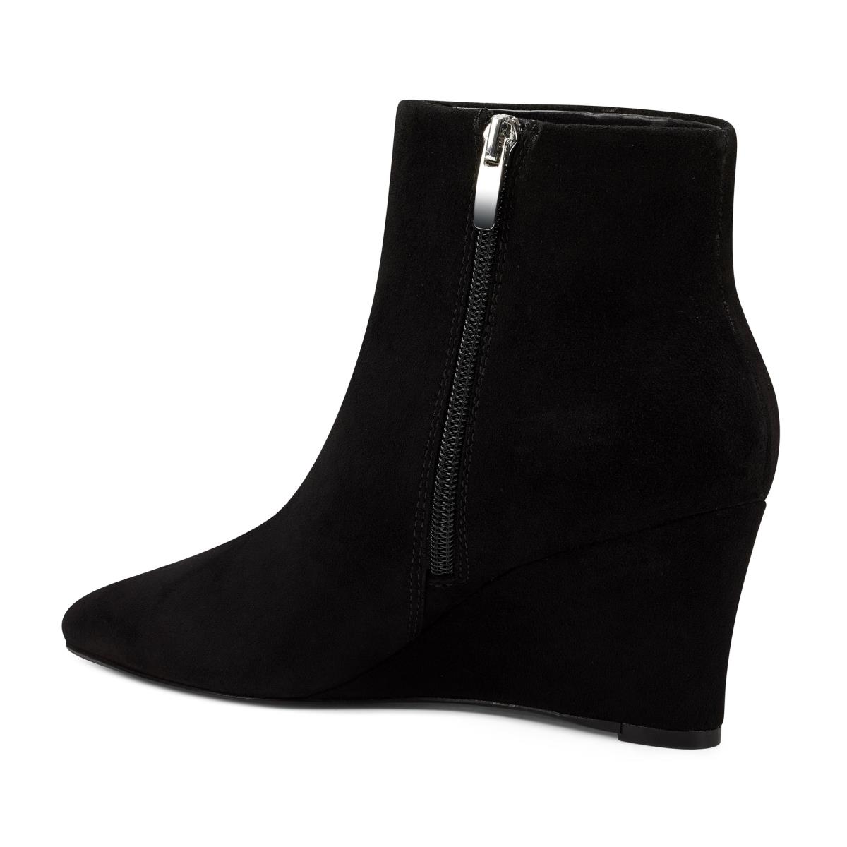 Black Women's Nine West Carter Wedge Booties | DSLH70452