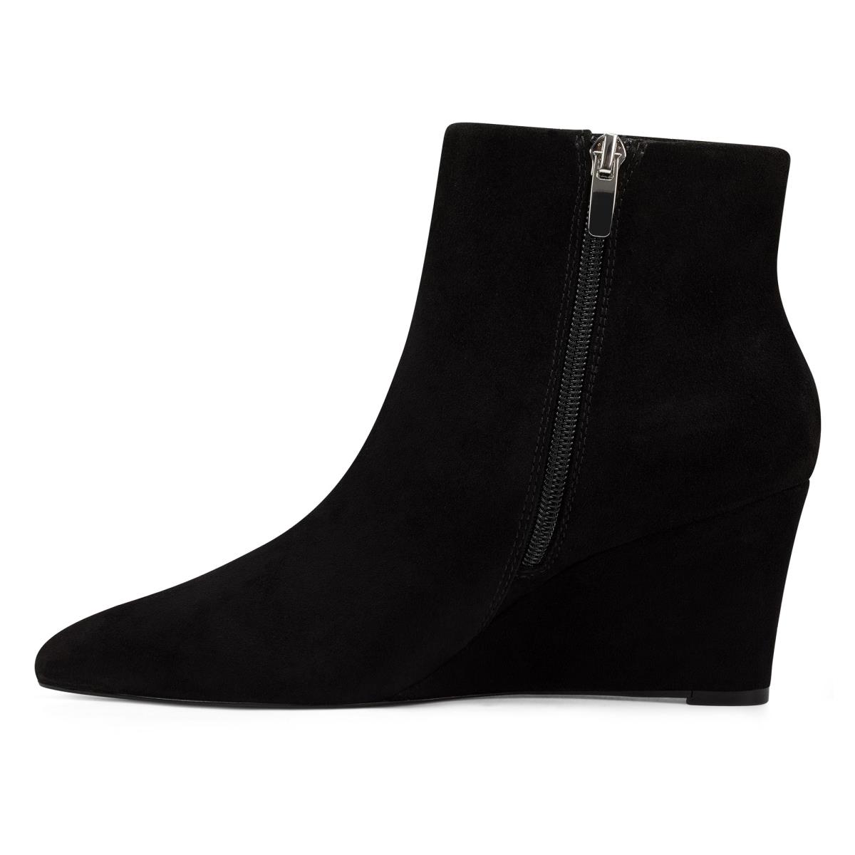 Black Women's Nine West Carter Wedge Booties | DSLH70452