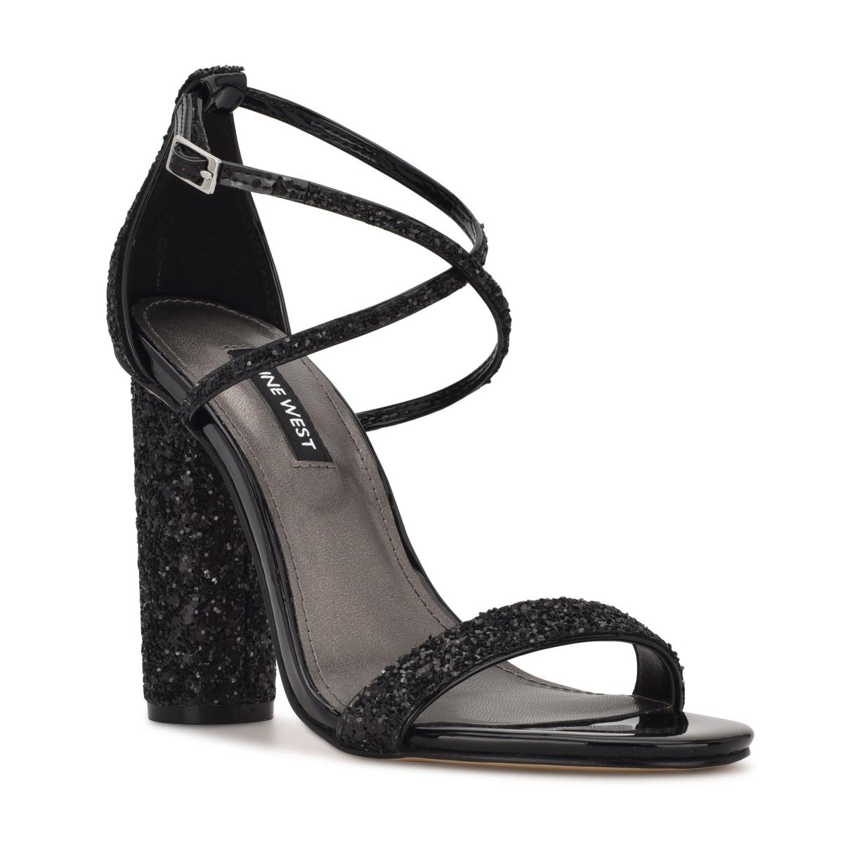 Black Women's Nine West Celebra Heels Sandals | ZJRU81906