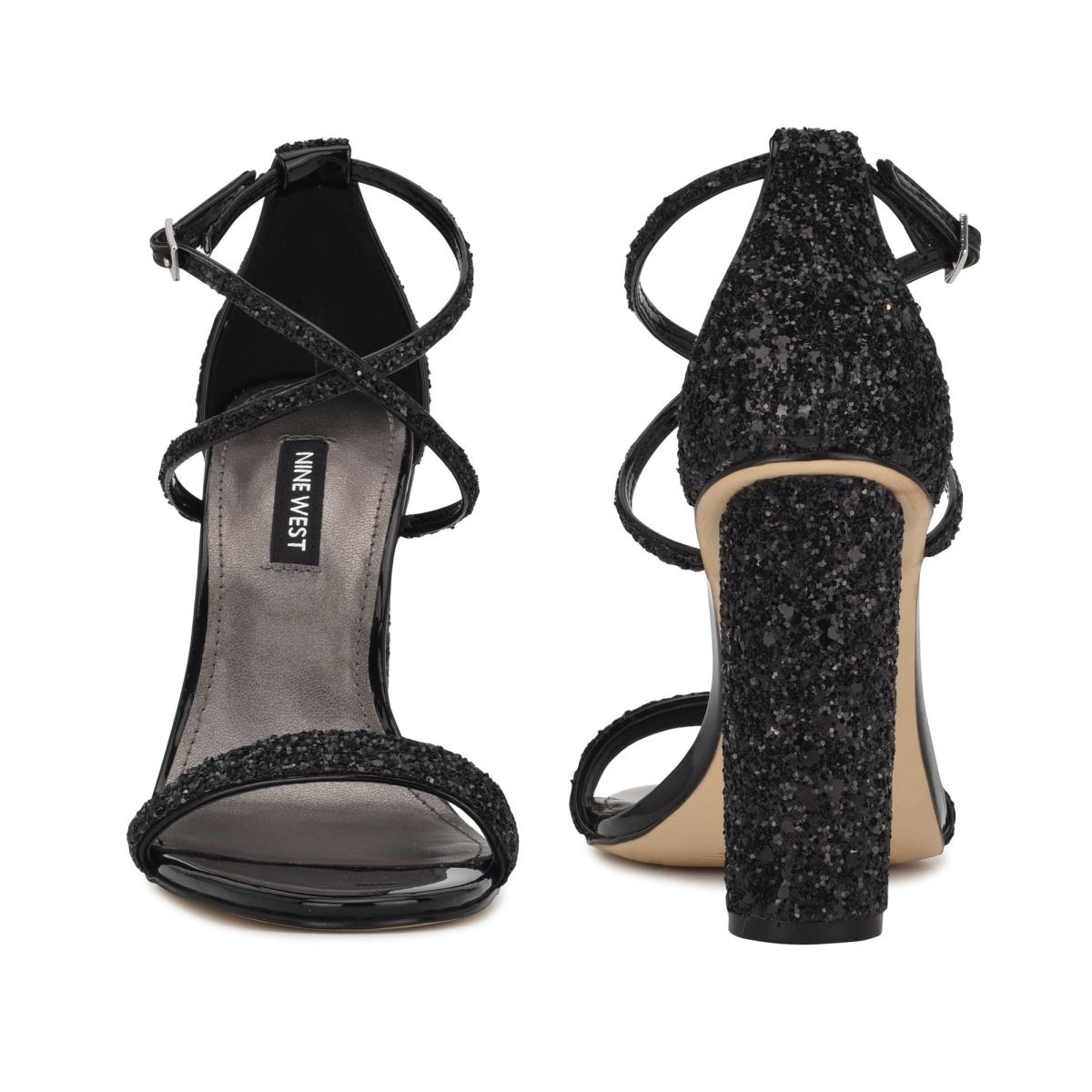 Black Women's Nine West Celebra Heels Sandals | ZJRU81906